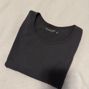 Abercrombie & Fitch Black Ribbed Scoop Tank